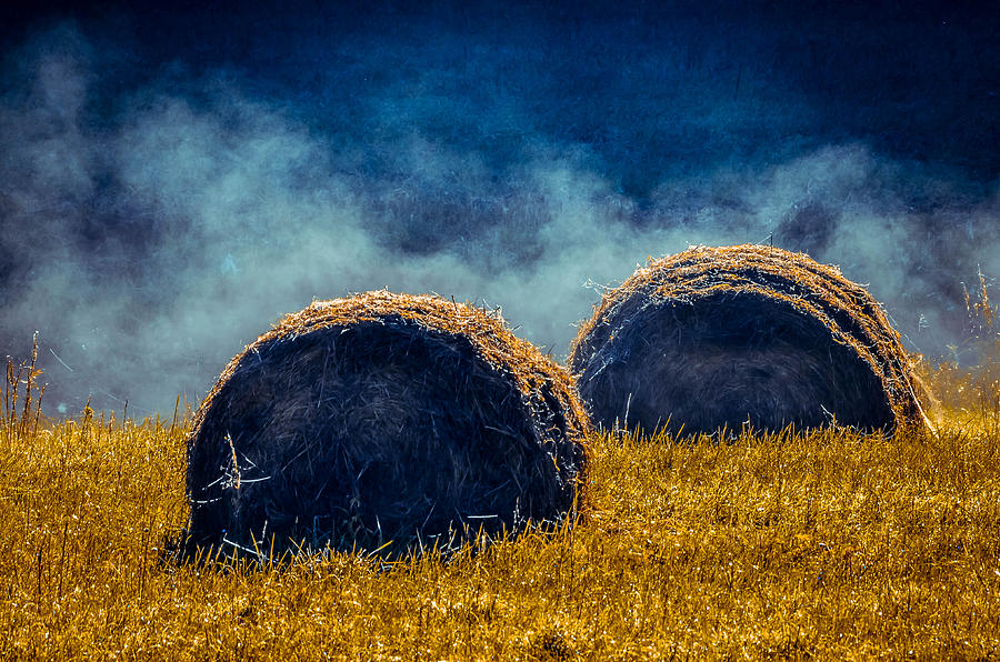 Misty Bales 2 Photograph by Brian Stevens