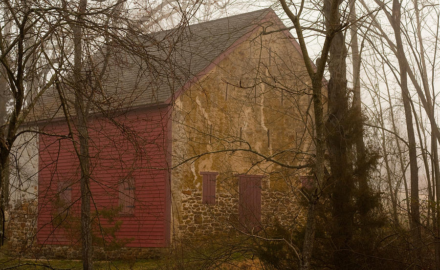 Misty Batsto Barn Photograph by Kristia Adams