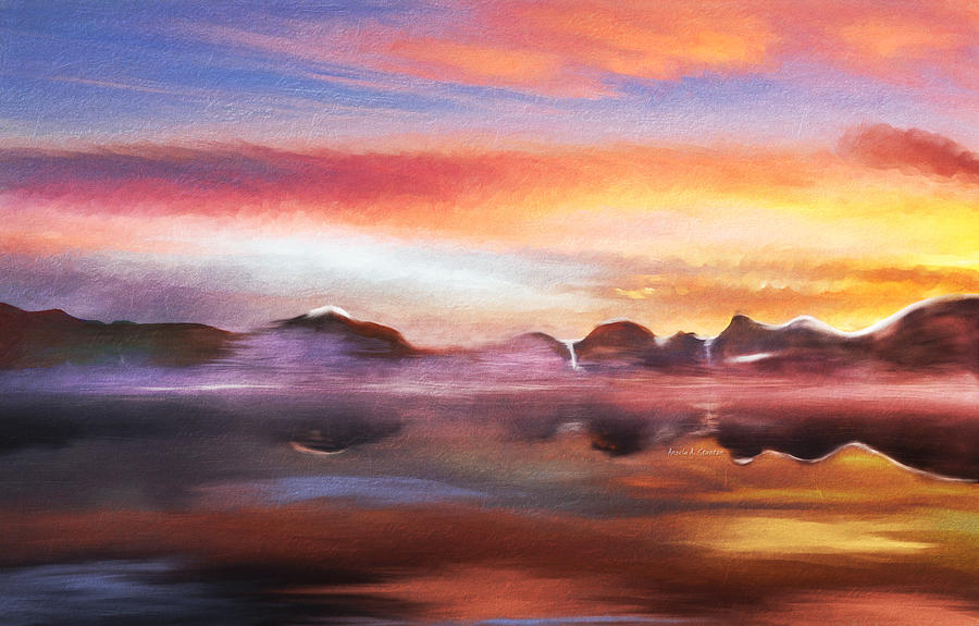 Misty Bay At Sunset Painting