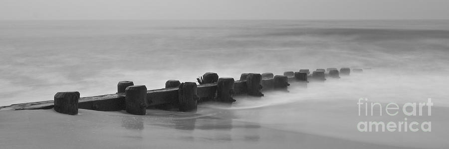 Misty Beach Morning - panoramic version Photograph by Mark Miller