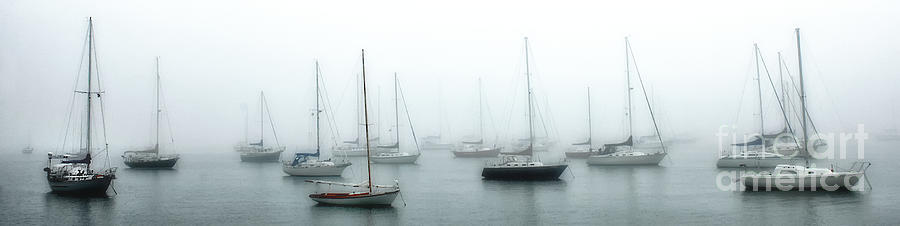 Misty Boats In Harbor Photograph