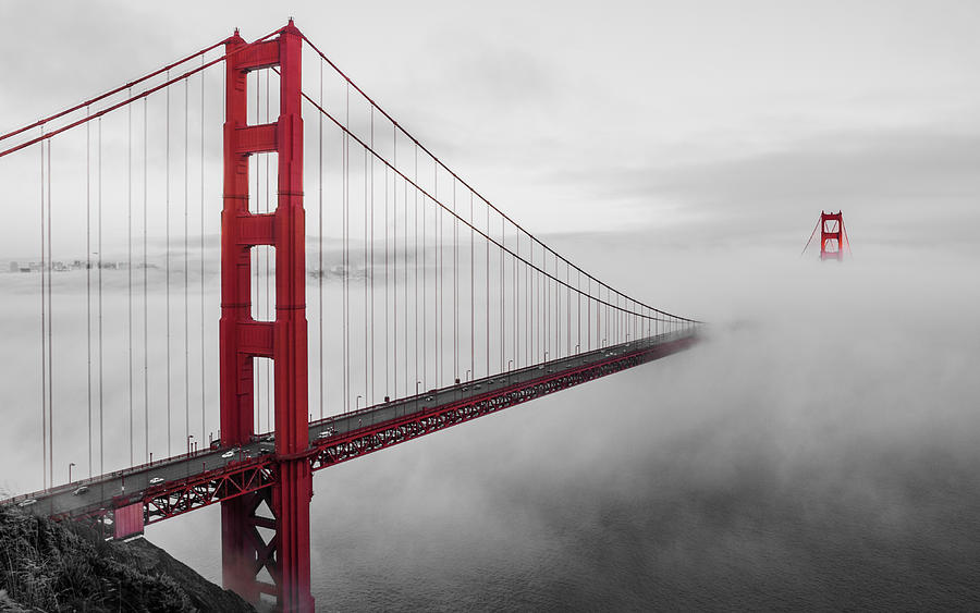 Golden Gate Bridge Photograph - Misty Bridge by Radek Hofman