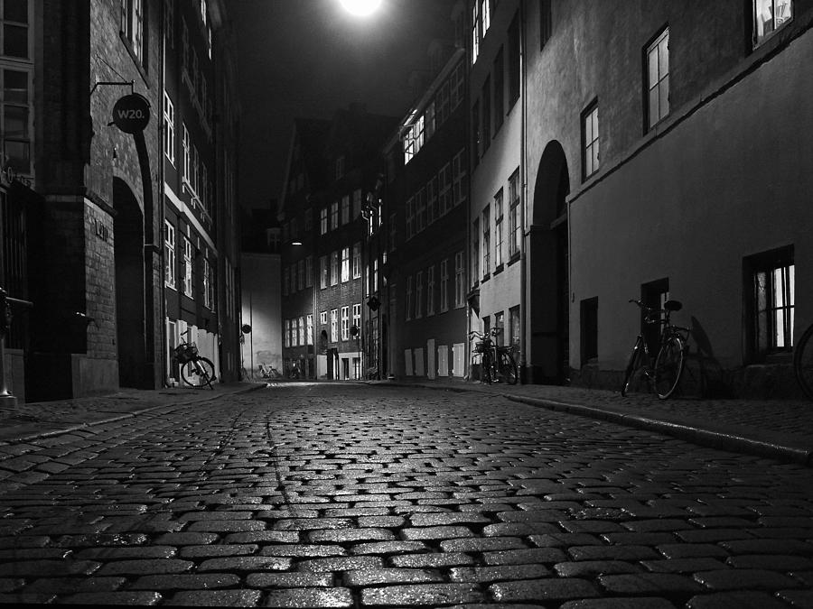 Black And White Photograph - Misty Copenhagen Night by Inge Riis McDonald