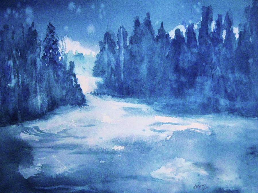 Misty Falls Painting by Ellen Levinson