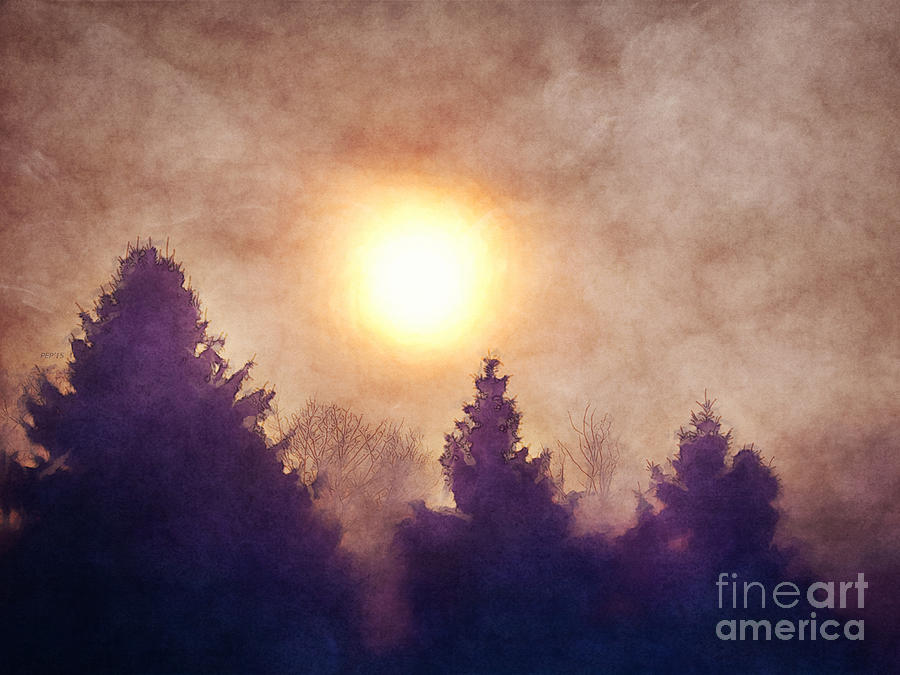 Misty Forest Sunrise Digital Art by Phil Perkins