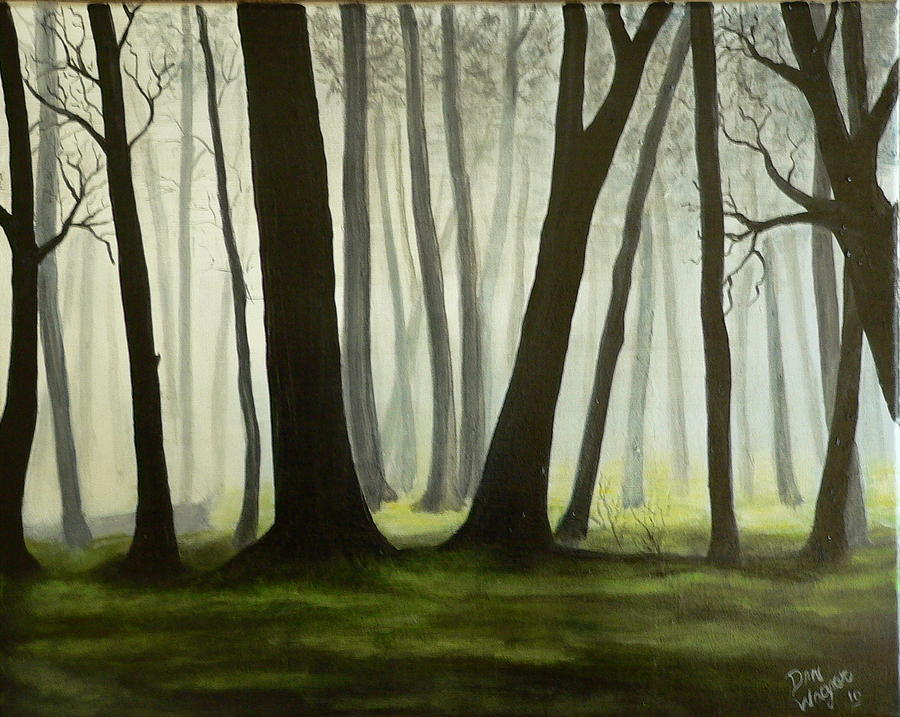 Misty Forrest Painting by Dan Wagner