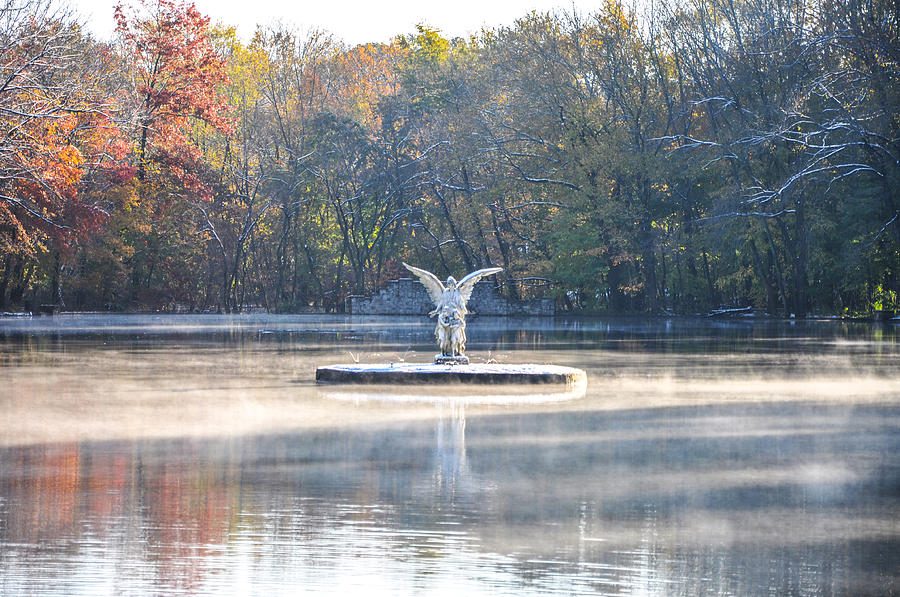 Misty Lake Angel Photograph by Bill Cannon