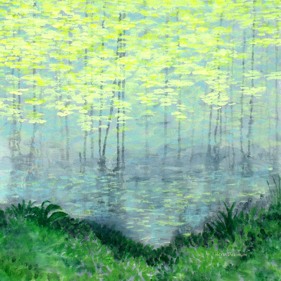 Misty Lake Morning Painting by Herb Dickinson