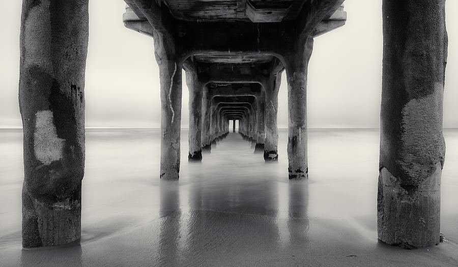 Black And White Photograph - Misty Manhattan Pier by Adam Pender