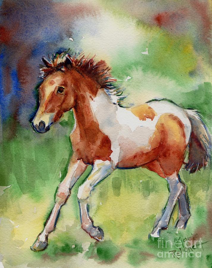 Nc Painting - Horse painting of a paint foal Misty by Maria Reichert