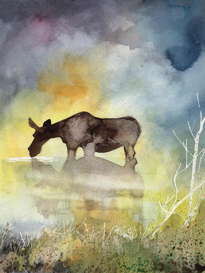 Misty Moose Minerva Painting by Sean Parnell