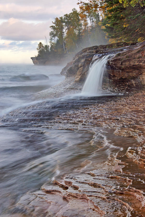 Misty Morning at Pictured Rocks Photograph by Leda Robertson