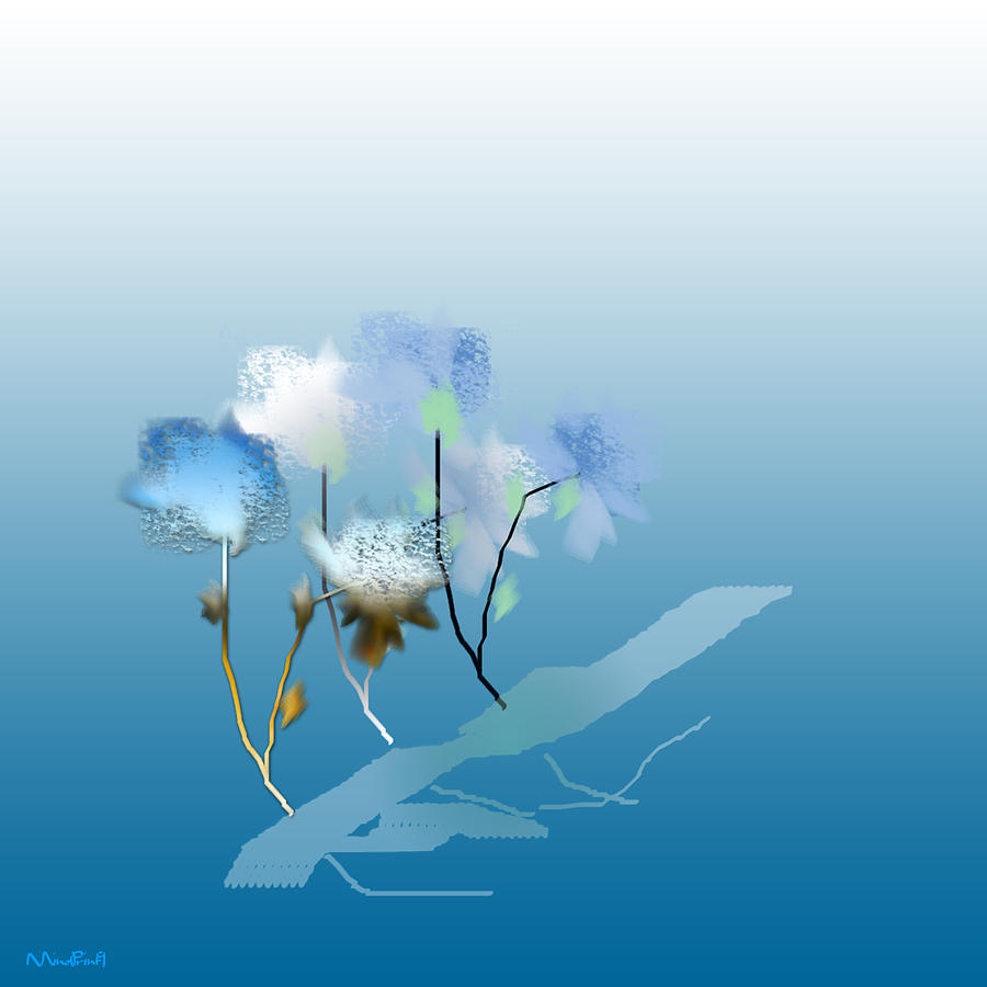 Misty Morning Flowers Digital Art by Asok Mukhopadhyay