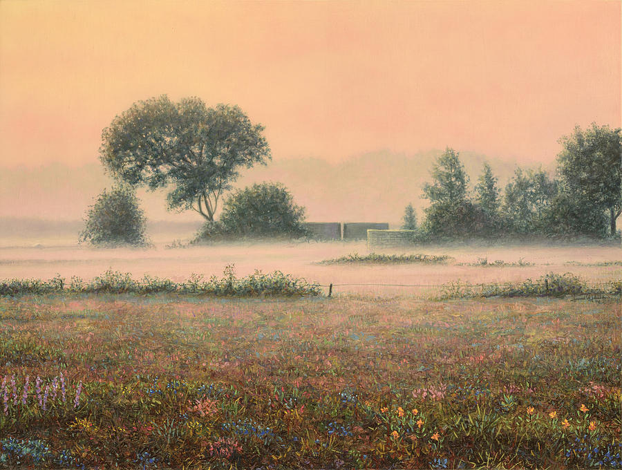 Misty Morning Painting by James W Johnson