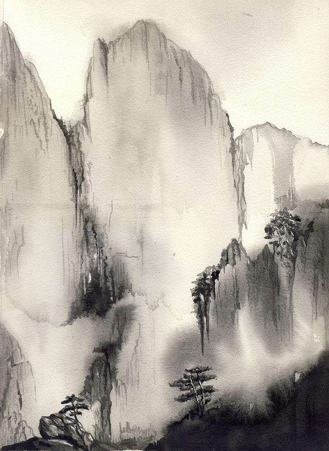 Misty Mountain Painting by Alfred Ng