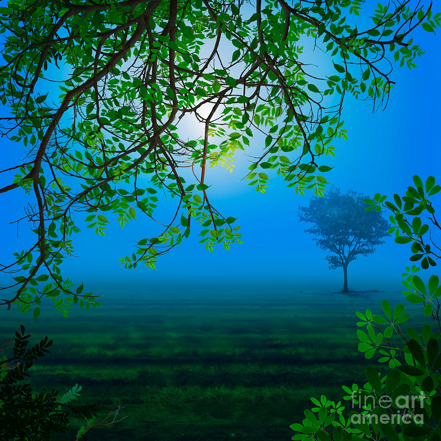Nature Digital Art - Misty Night by Peter Awax