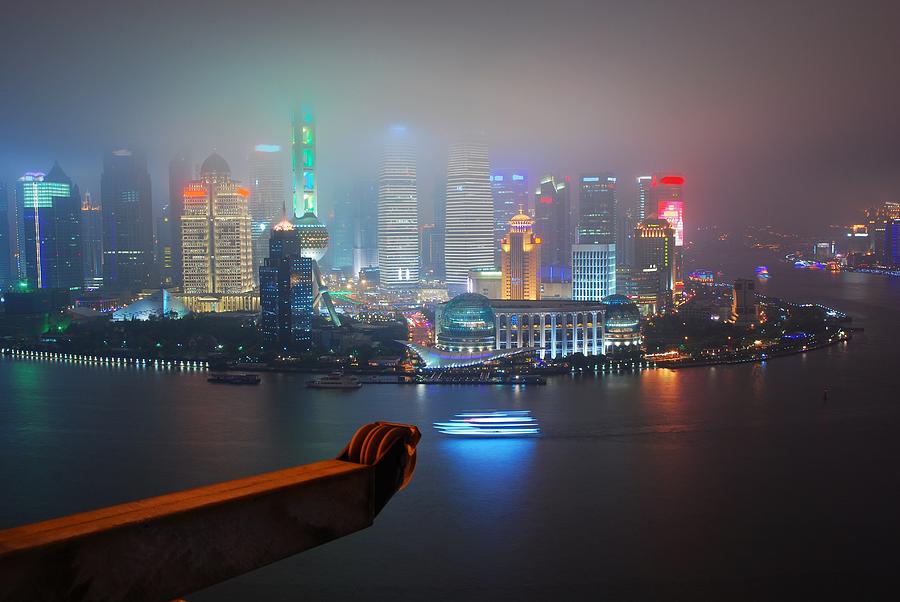 Misty Night, Shanghai Photograph by Wei Fang