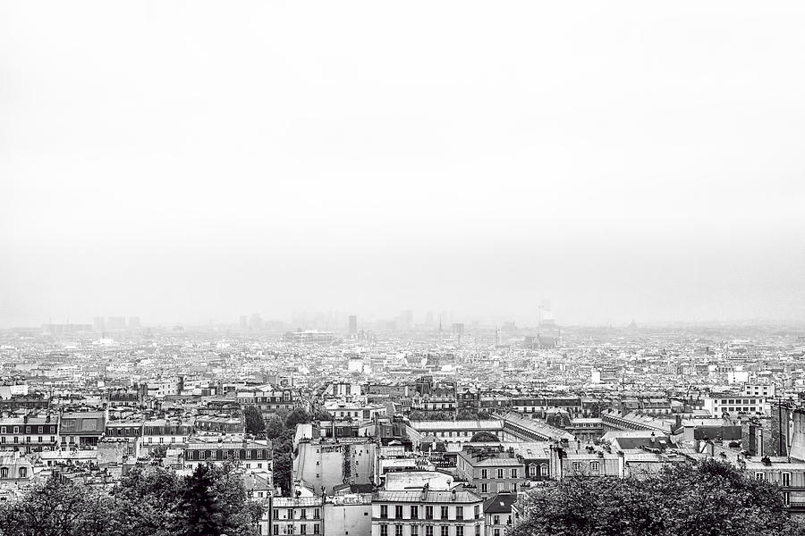 Paris Photograph - Misty Paris in black and white by Georgia Clare