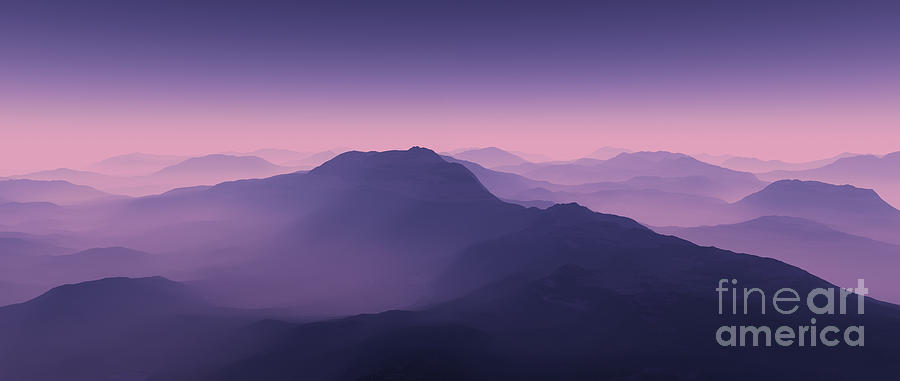 Misty Peaks Digital Art by Ann Garrett