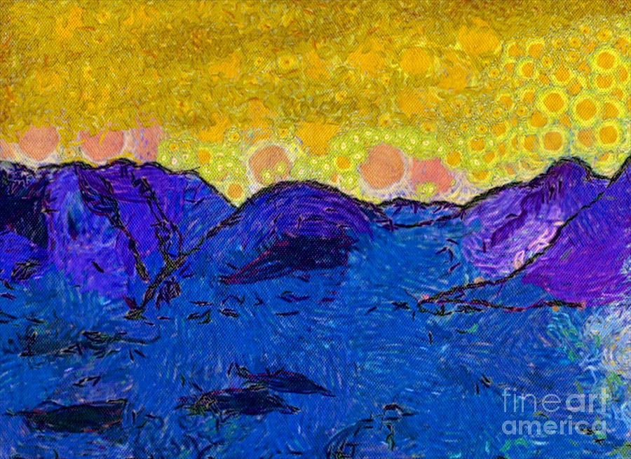 Misty Purple Mountains II Painting by Anita Lewis