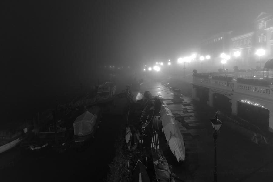 Boat Photograph - Misty Richmond Riverside by Maj Seda