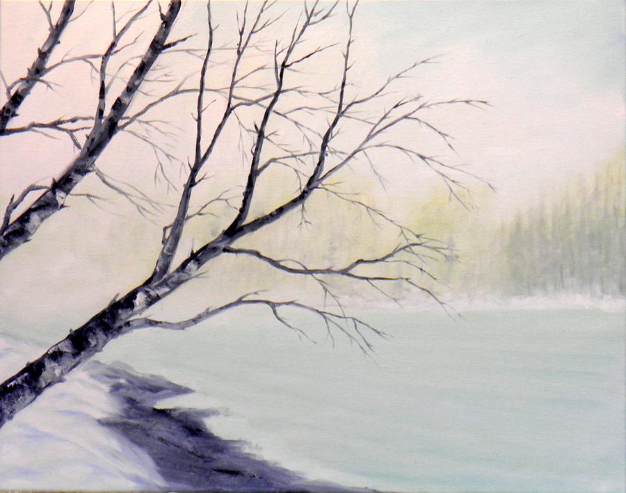 Misty River Painting by Ida Eriksen
