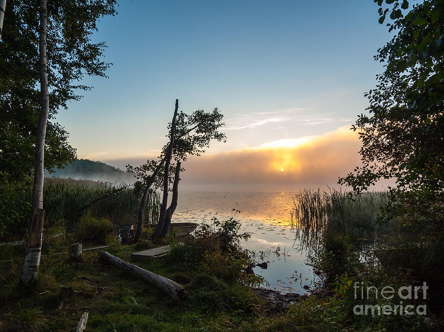 Nature Photograph - Misty Summer Morning at the Lake Enajarvi by Ismo Raisanen