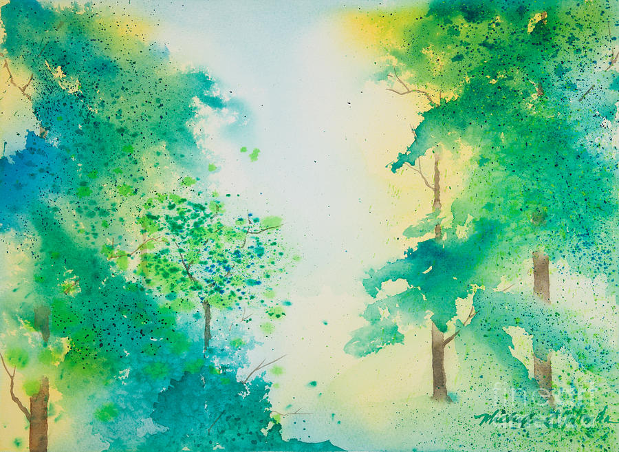 Tree Painting - Misty Sunlight Through the Trees by Michelle Constantine
