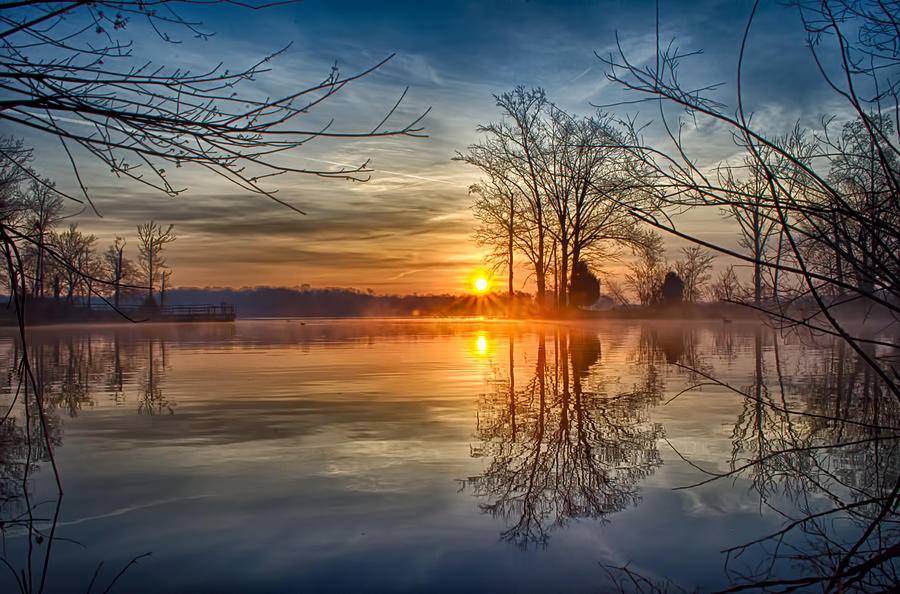 Nature Photograph - Misty Sunrise by Dan Holland