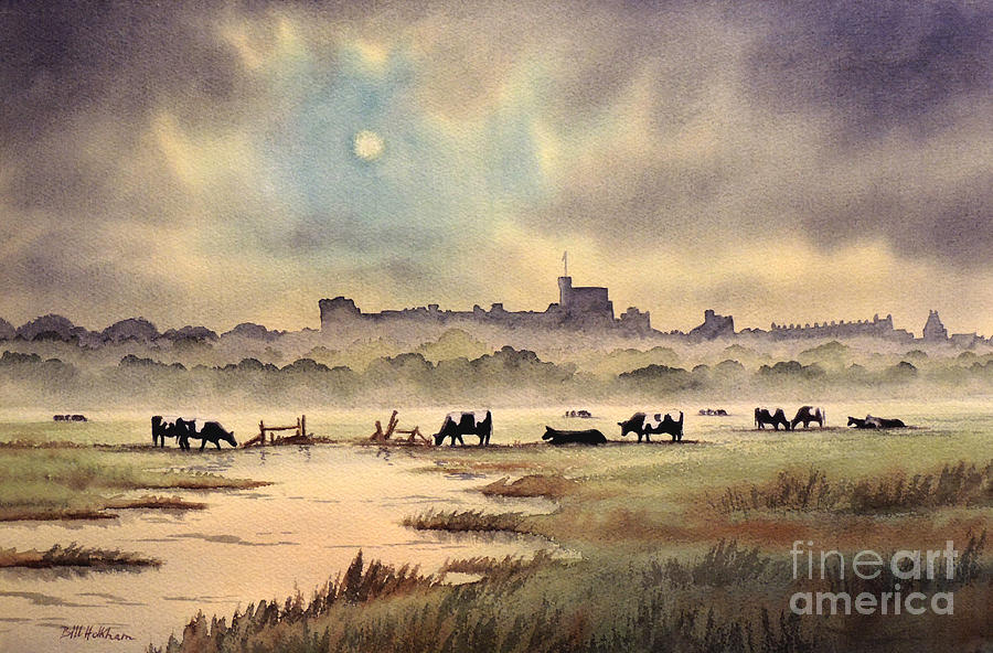 Cow Painting - Misty Sunrise - Windsor Meadows by Bill Holkham