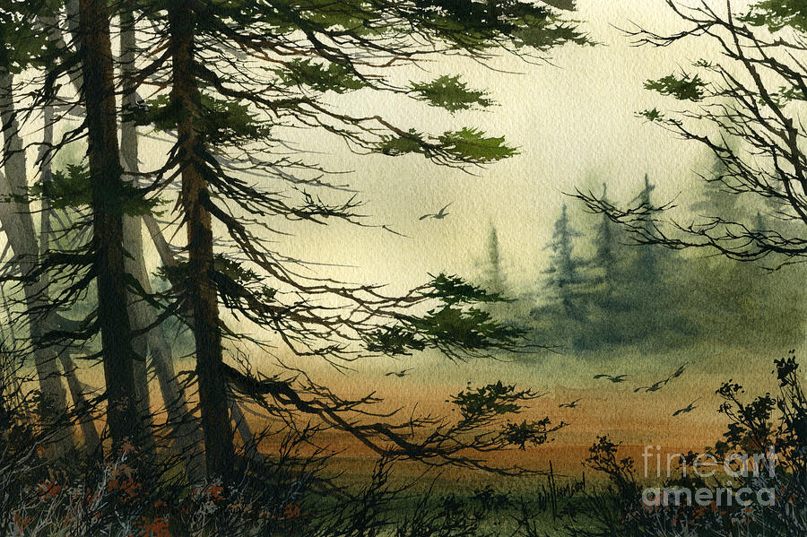 Misty Tideland Forest Painting by James Williamson