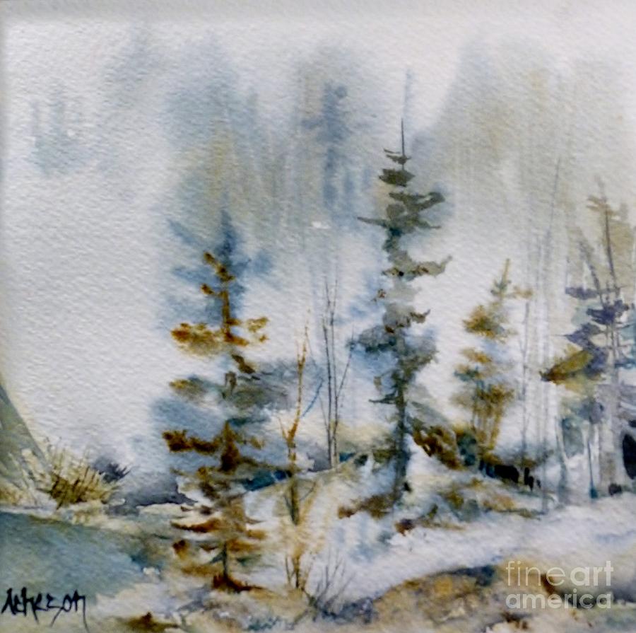 Misty Trees Painting by Donna Acheson-Juillet
