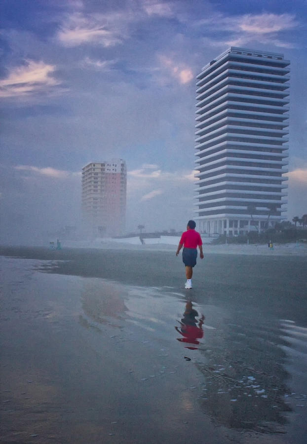 Misty Walk on Daytona Morning Digital Art by Georgianne Giese