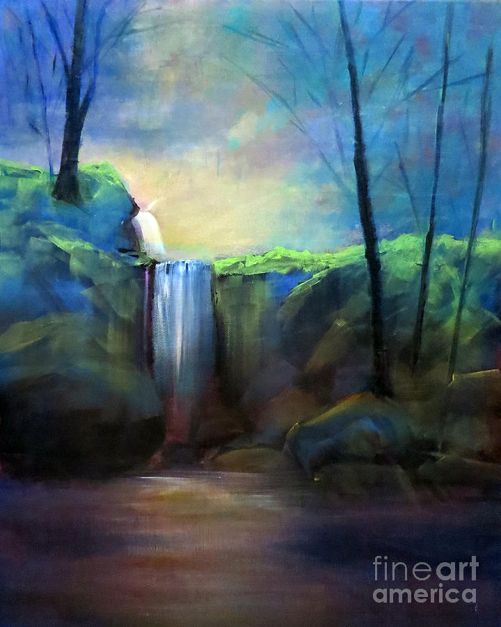 Misty Waterfall Painting by Patricia Januszkiewicz
