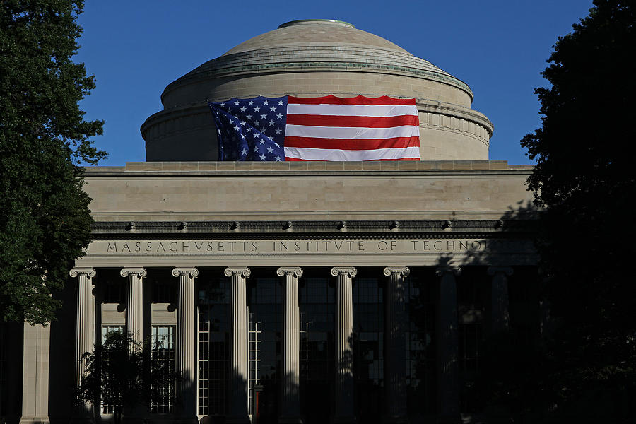 MIT Great Dome with American Flag Photograph by Juergen Roth