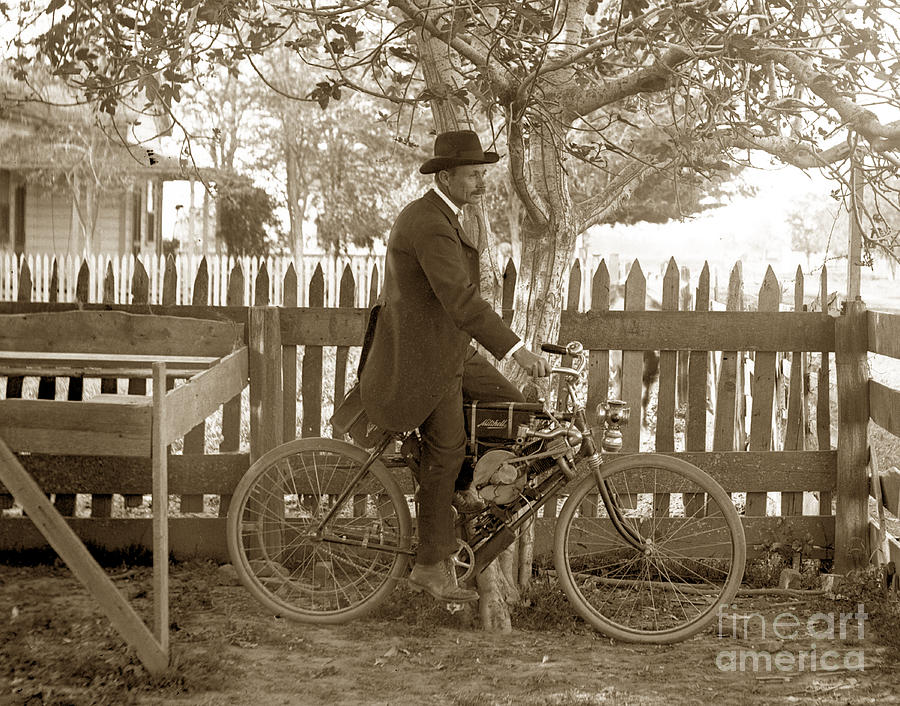 Mitchell Photograph - Mitchell Motorcycle circa 1907 by Monterey County Historical Society