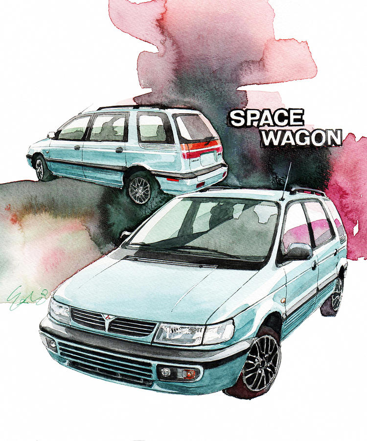 Mitsubishi Space Wagon Painting by Yoshiharu Miyakawa