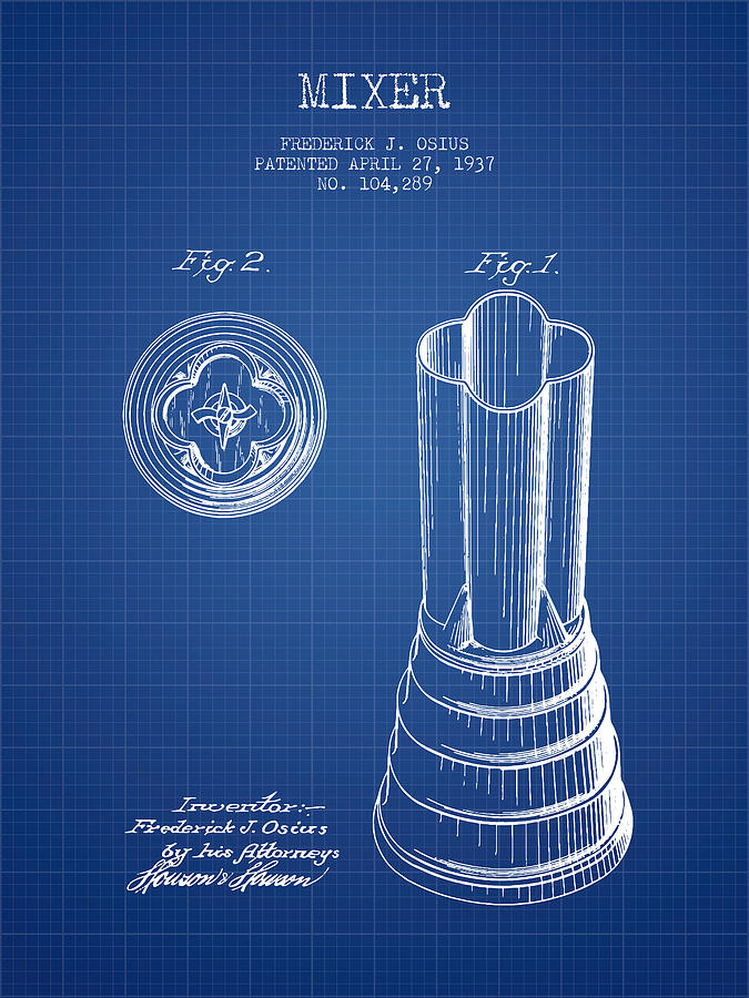 Mixer Patent From 1937 - Blueprint Digital Art