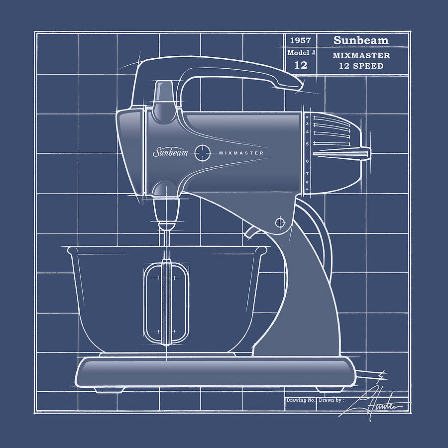 MixMaster - blueprint Drawing by Larry Hunter