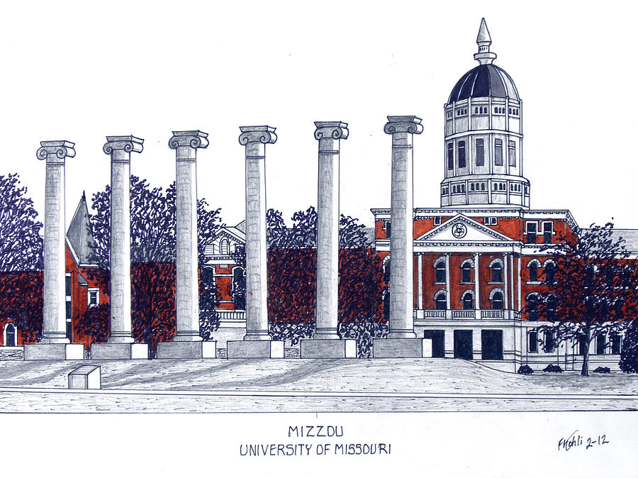 Mizzou - University of Missouri Drawing by Frederic Kohli