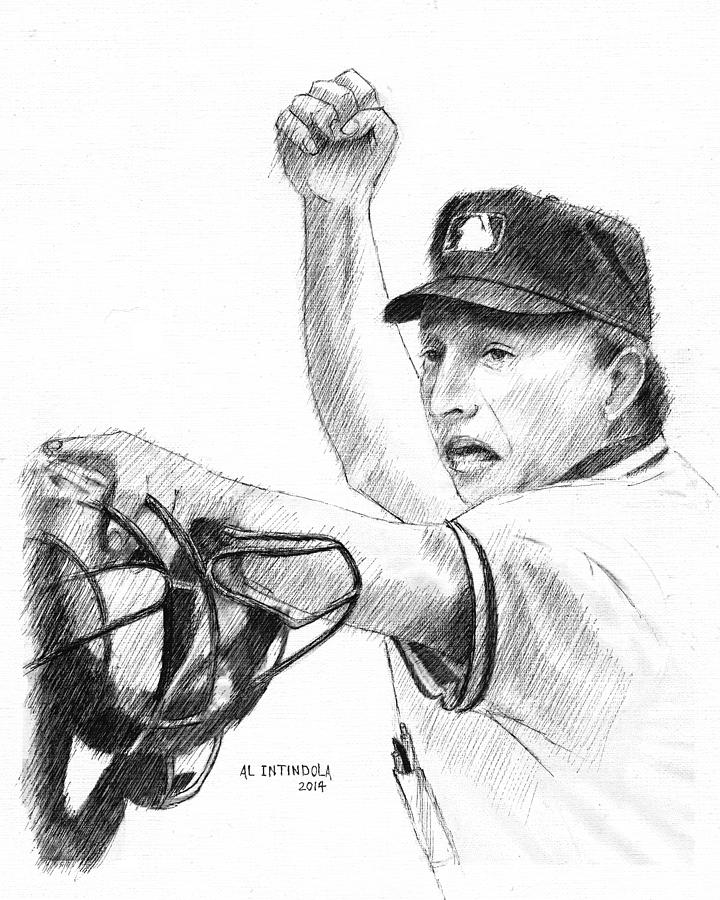 MLB Umpire  Phil Cuzzi Drawing by Al Intindola