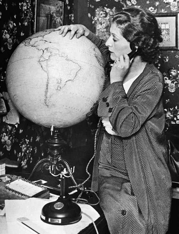 New York City Photograph - Mme. Costes With Globe by Underwood Archives