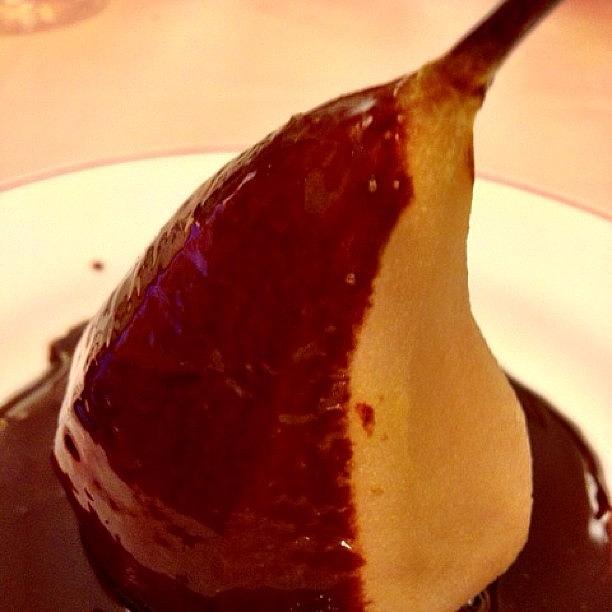 Chocolate Still Life Photograph - Mmmm. Craving The Poached Pear Drizzled by Blogatrixx  