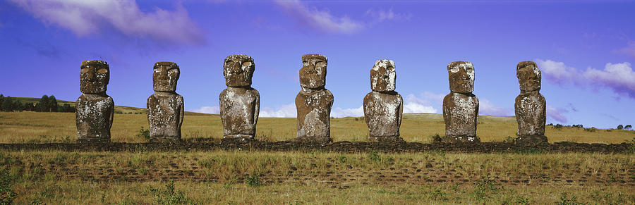 Color Image Photograph - Moai Easter Island Chile by Panoramic Images