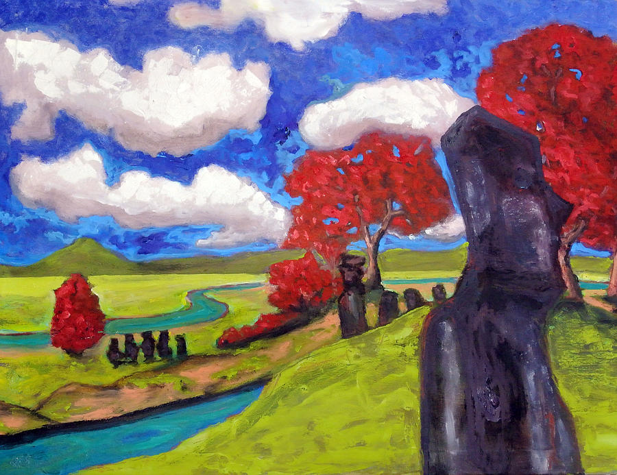 Moai in Our Midst Painting by Dilip Sheth