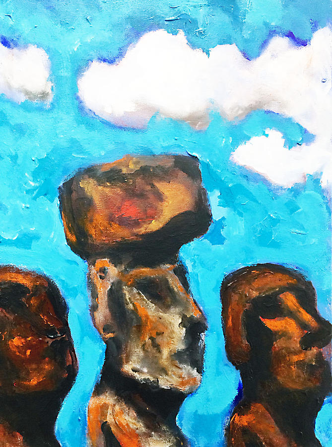 Moai in the Midst Painting by Dilip Sheth