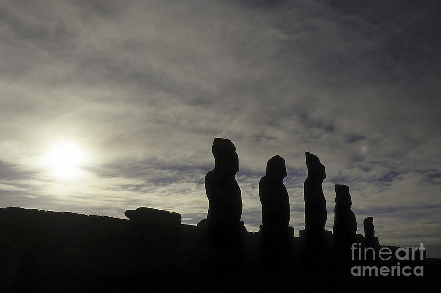 Landmark Photograph - Moai on Easter Island Chile by Ryan Fox