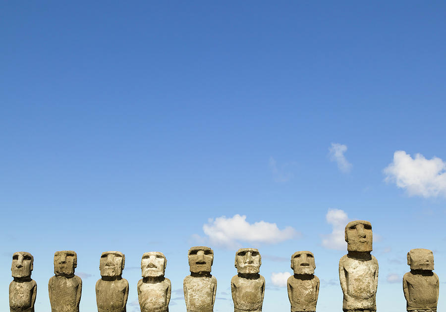 Moai Statues At Ahu Tongariki, Easter Photograph by David Madison