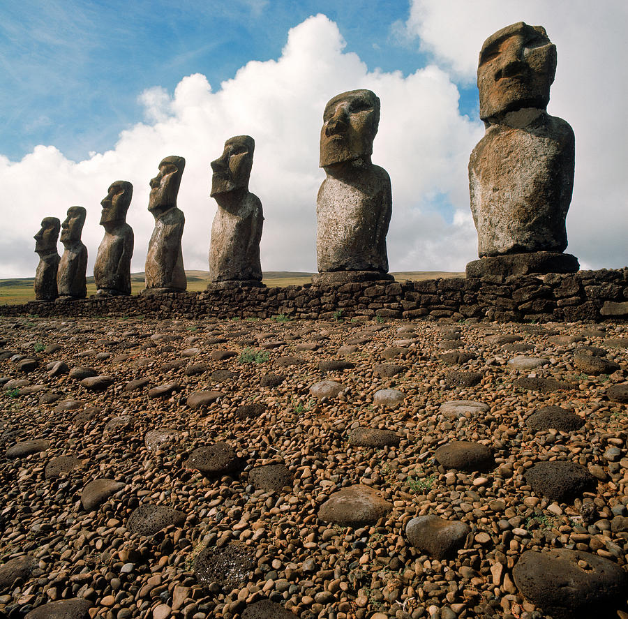Moai Statues, Easter Island Photograph by George Holton
