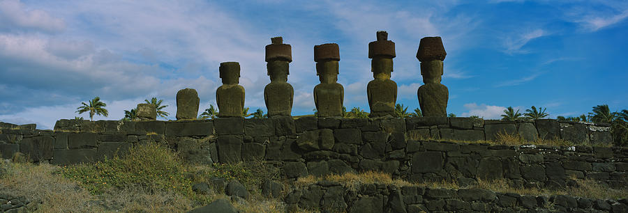 Moai Statues In A Row, Rano Raraku Photograph by Panoramic Images - Pixels